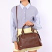 Bolsa Tote Grande Couro Marrom Compartimentos - imagem 2