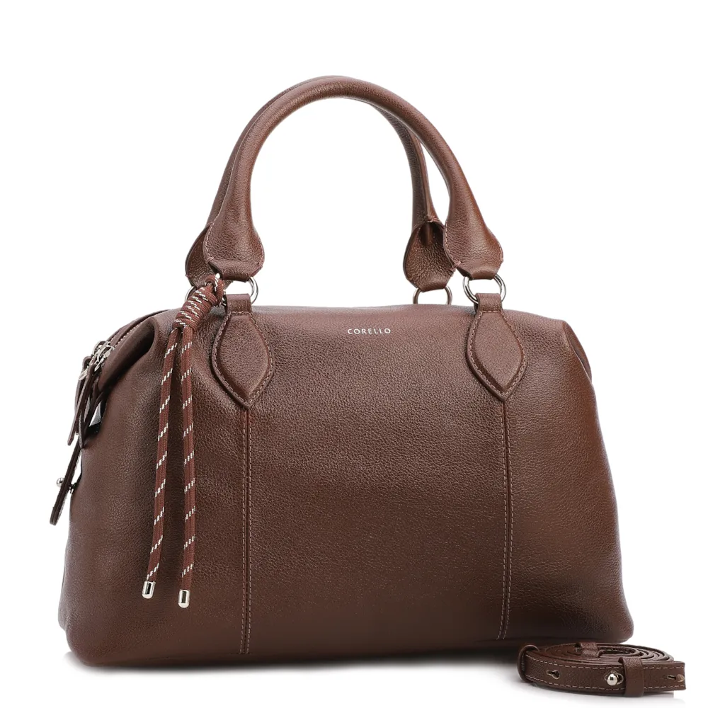 Bolsa Tote Grande Couro Marrom Compartimentos - imagem 3