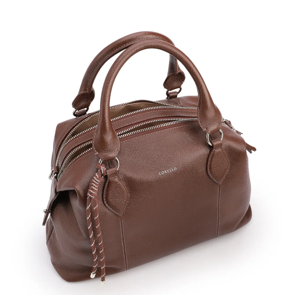Bolsa Tote Grande Couro Marrom Compartimentos - imagem 5