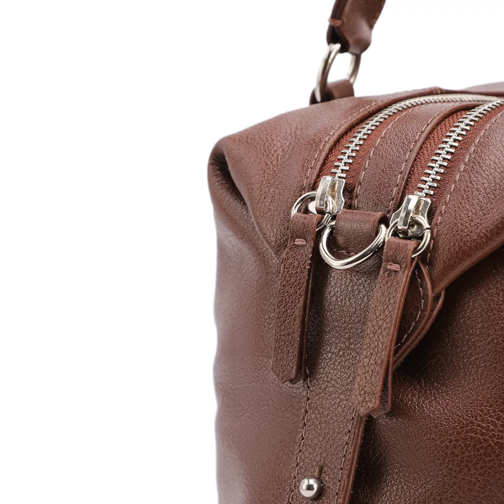 Bolsa Tote Grande Couro Marrom Compartimentos - imagem 6