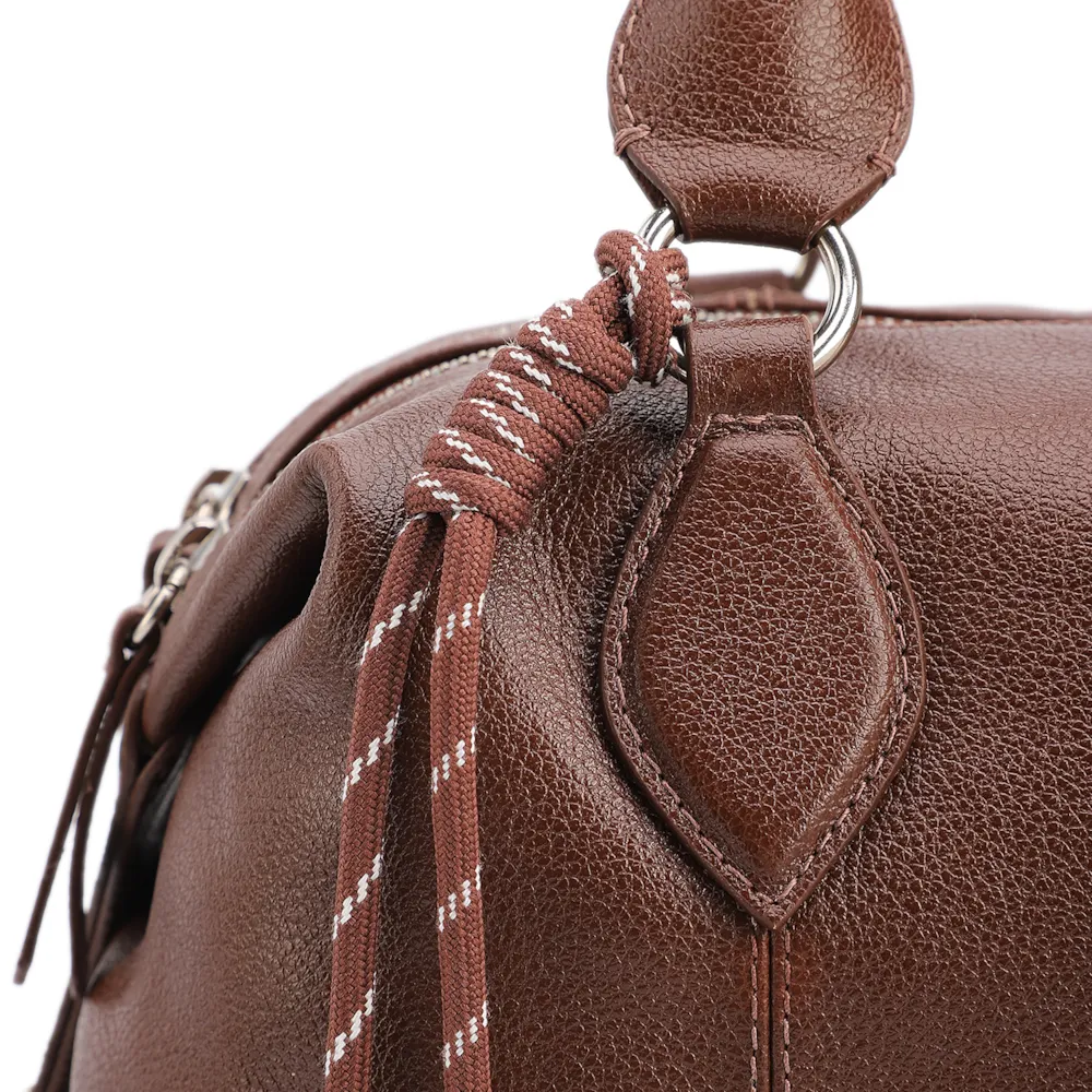 Bolsa Tote Grande Couro Marrom Compartimentos - imagem 7