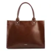 Bolsa Tote Grande Couro Marrom Escuro Estampa Tressê - imagem 3