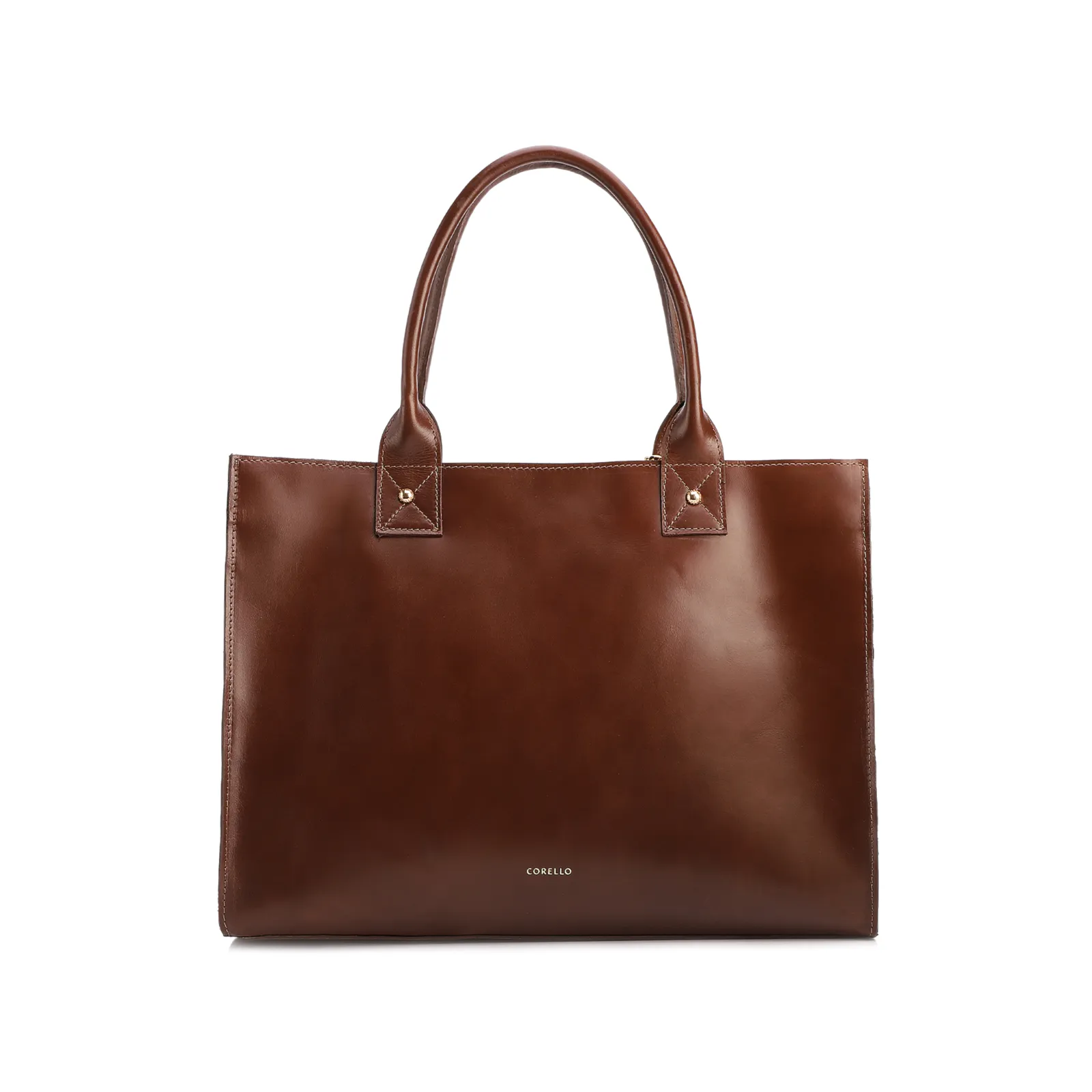 Bolsa Tote Grande Couro Marrom Escuro Estampa Tressê