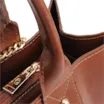 Bolsa Tote Grande Couro Marrom Escuro Estampa Tressê - imagem 5