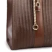 Bolsa Tote Grande Couro Marrom Escuro Estampa Tressê - imagem 6