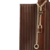 Bolsa Tote Grande Couro Marrom Escuro Estampa Tressê - imagem 7