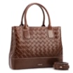  Bolsa Tote Grande Couro Marrom Textura Tressê - imagem 2