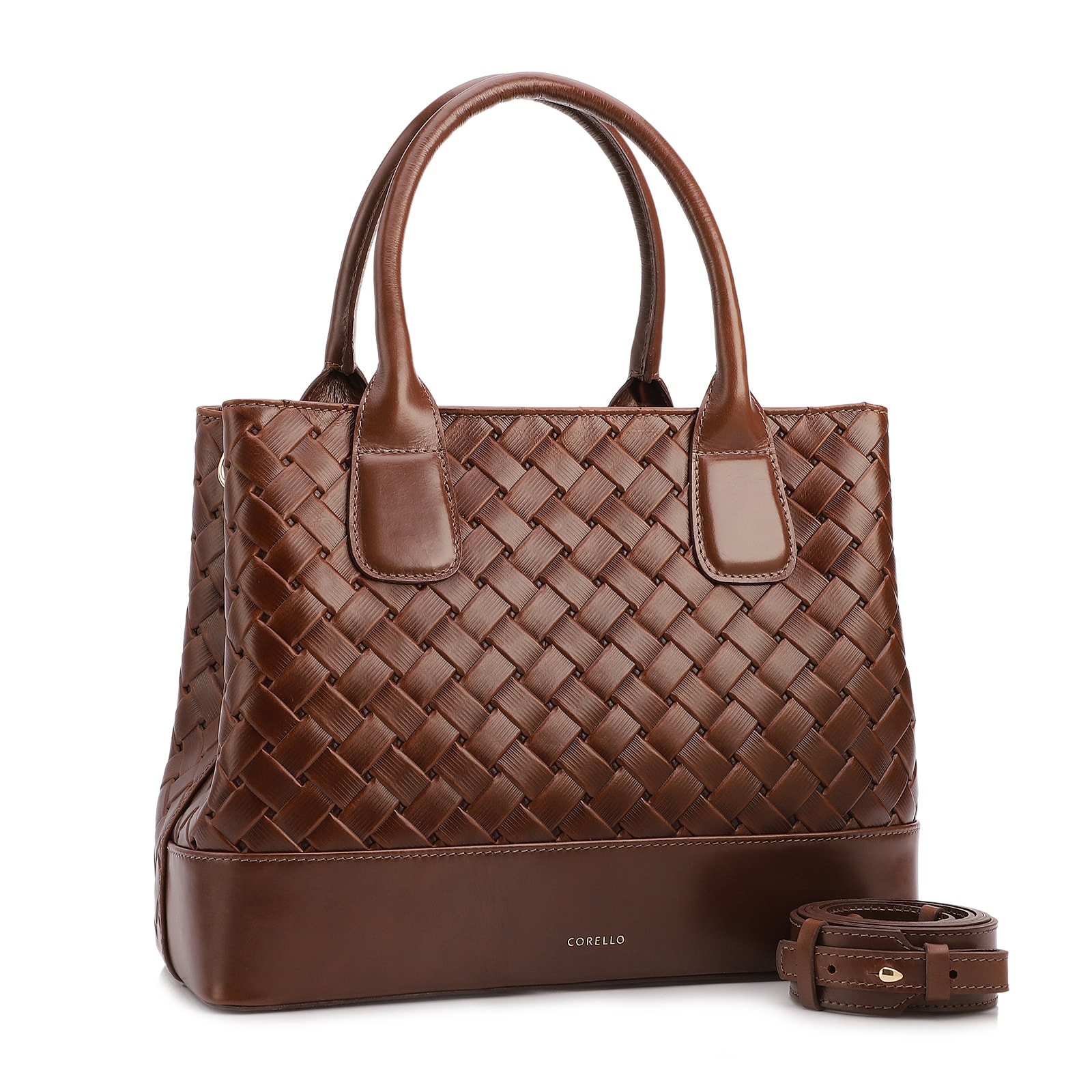 Bolsa Tote Grande Couro Marrom Textura Tressê