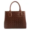  Bolsa Tote Grande Couro Marrom Textura Tressê - imagem 3