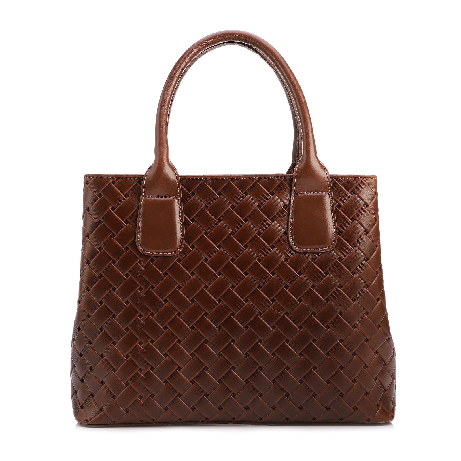 Bolsa Tote Grande Couro Marrom Textura Tressê