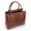  Bolsa Tote Grande Couro Marrom Textura Tressê - imagem 4