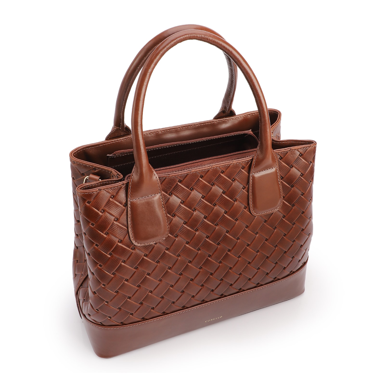 Bolsa Tote Grande Couro Marrom Textura Tressê
