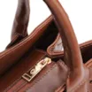  Bolsa Tote Grande Couro Marrom Textura Tressê - imagem 5