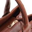  Bolsa Tote Grande Couro Marrom Textura Tressê - imagem 5