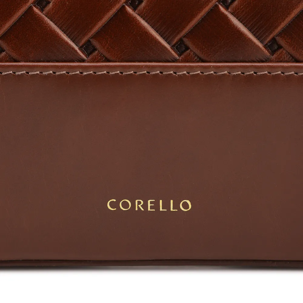  Bolsa Tote Grande Couro Marrom Textura Tressê - imagem 6