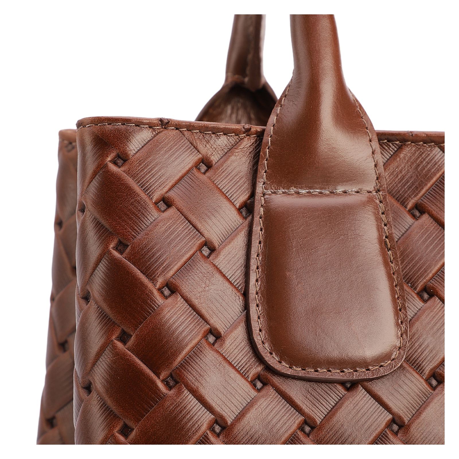 Bolsa Tote Grande Couro Marrom Textura Tressê