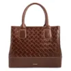  Bolsa Tote Grande Couro Marrom Textura Tressê - imagem 1