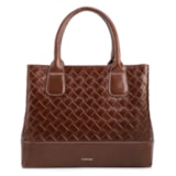  Bolsa Tote Grande Couro Marrom Textura Tressê