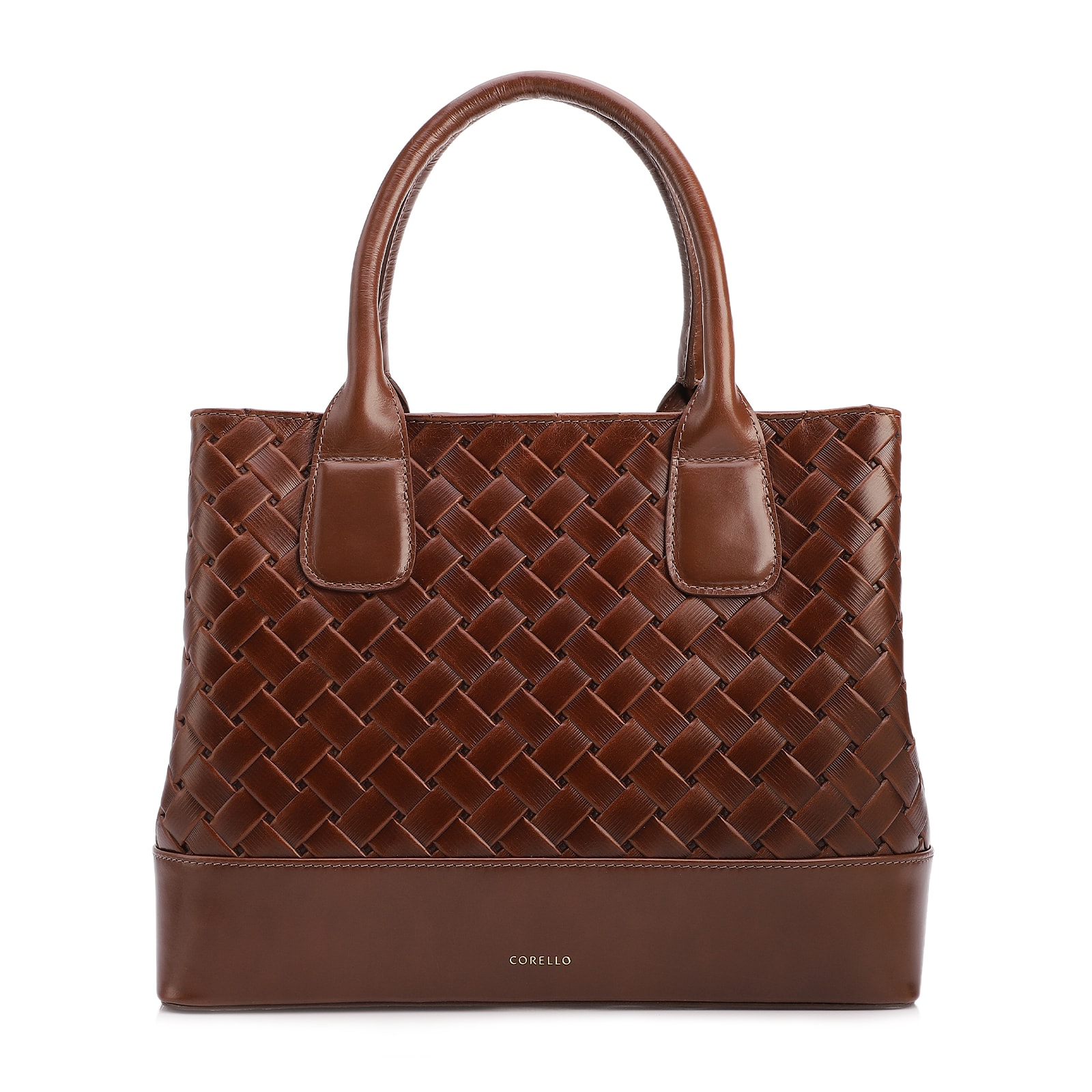 Bolsa Tote Grande Couro Marrom Textura Tressê