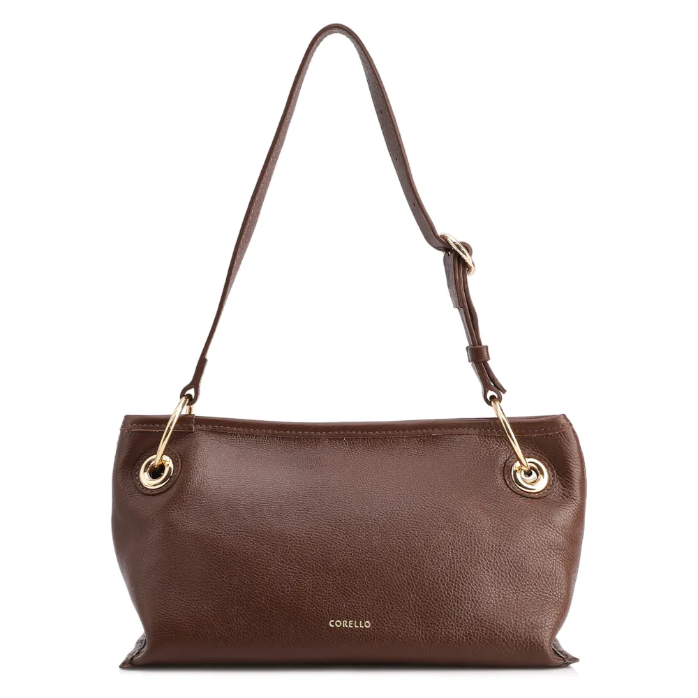 Bolsa Tote Grande Couro Marrom Tressê Argola - imagem 4