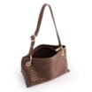 Bolsa Tote Grande Couro Marrom Tressê Argola - imagem 5