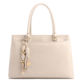 Bolsa Tote Grande Couro Off White Detalhe Pingente