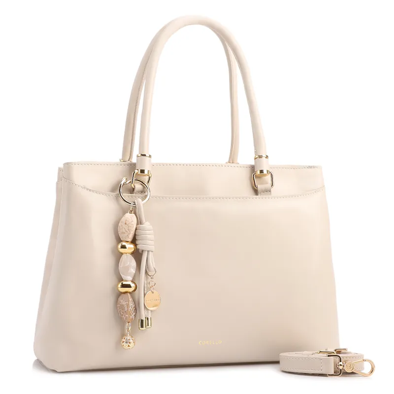 Bolsa Tote Grande Couro Off White Detalhe Pingente - foto 2