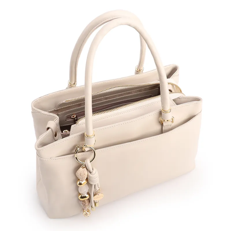 Bolsa Tote Grande Couro Off White Detalhe Pingente - foto 4