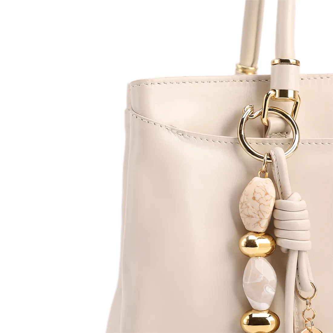  Bolsa Tote Grande Couro Off White Detalhe Pingente - foto 6