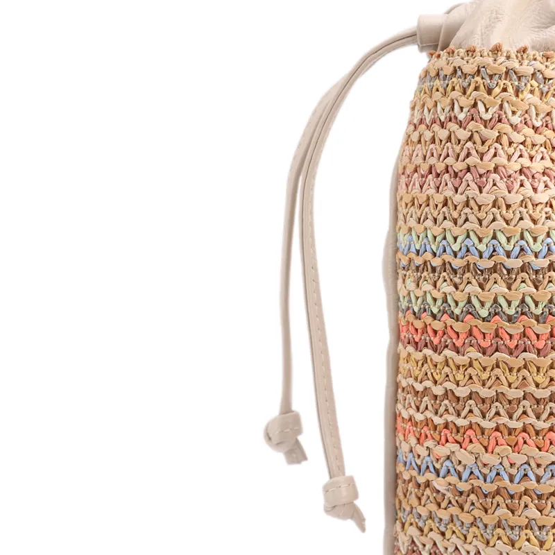 Bolsa Tote Grande Couro Off White Rafia Multicolor Pingente - foto 6