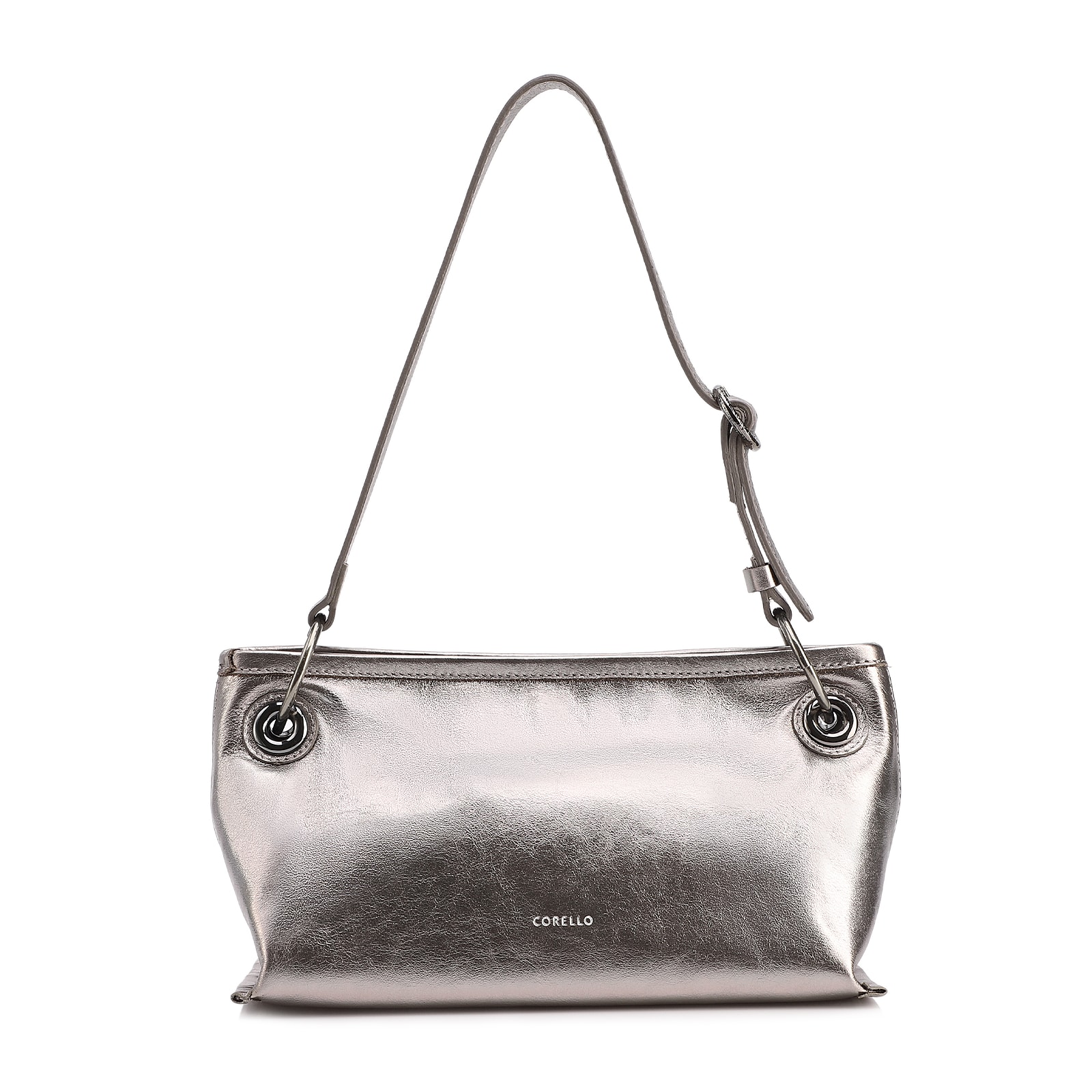 Bolsa Tote Grande Couro Prata Tressê Argola