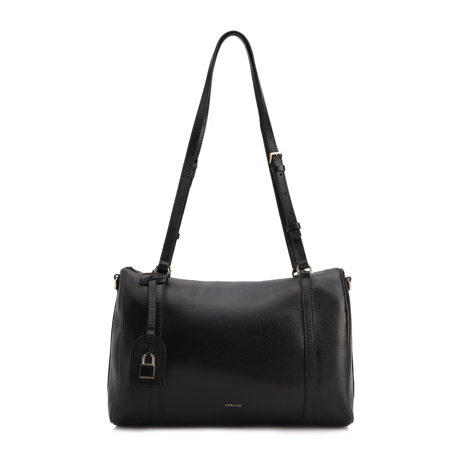 Bolsa Tote Grande Couro Preta Alça New Lezard
