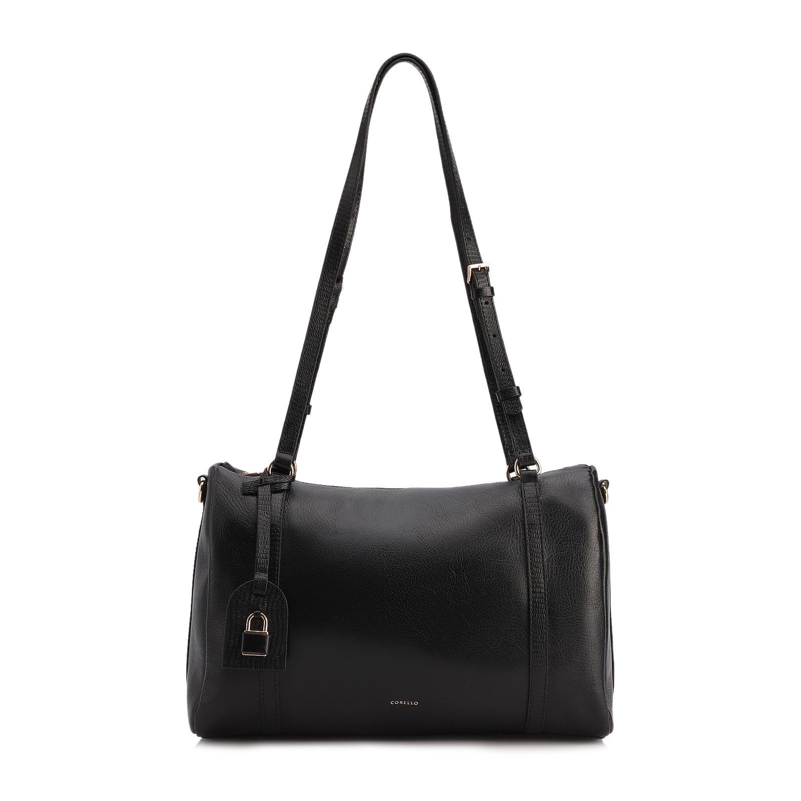 Bolsa Tote Grande Couro Preta Alça New Lezard