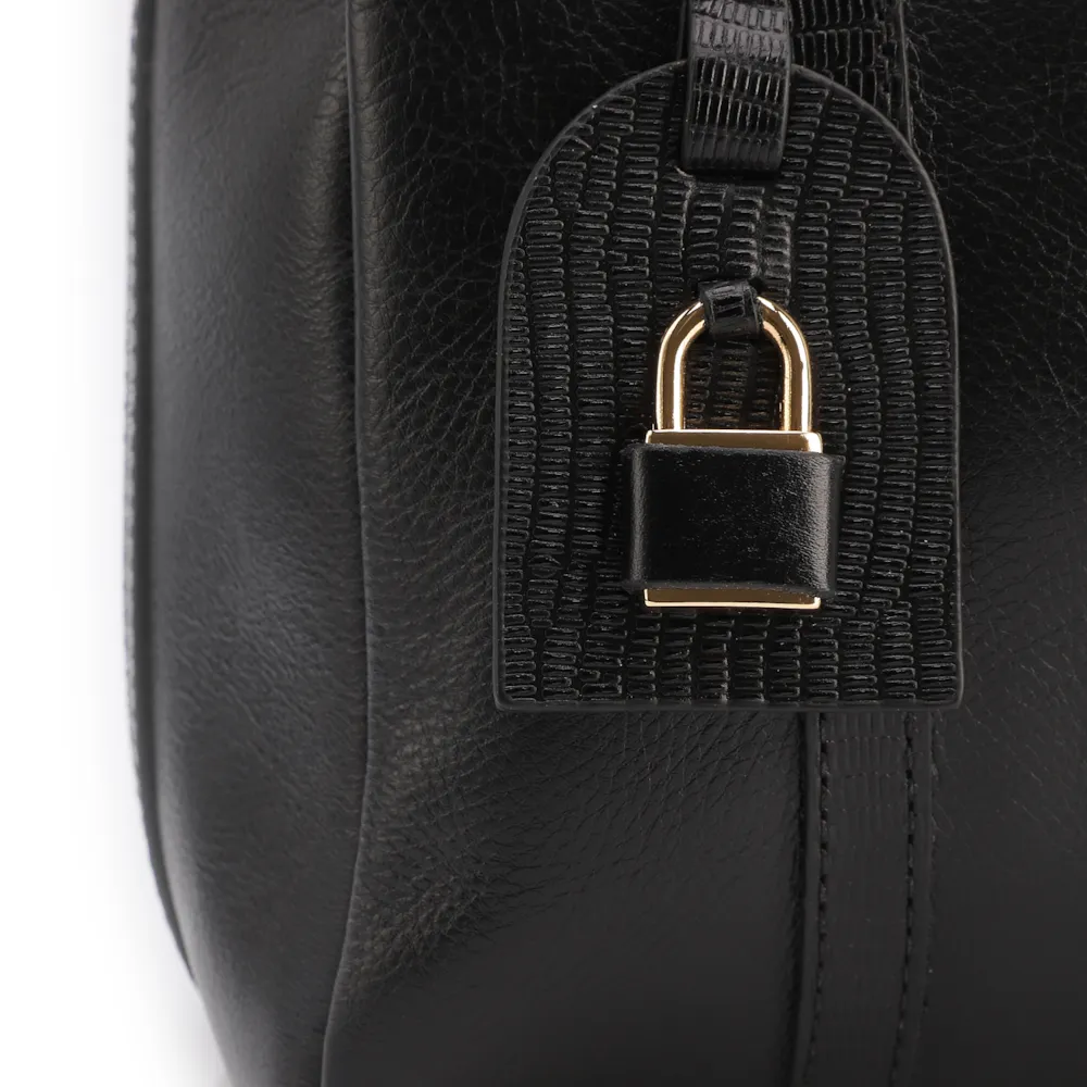 Bolsa Tote Grande Couro Preta Alça New Lezard - imagem 9