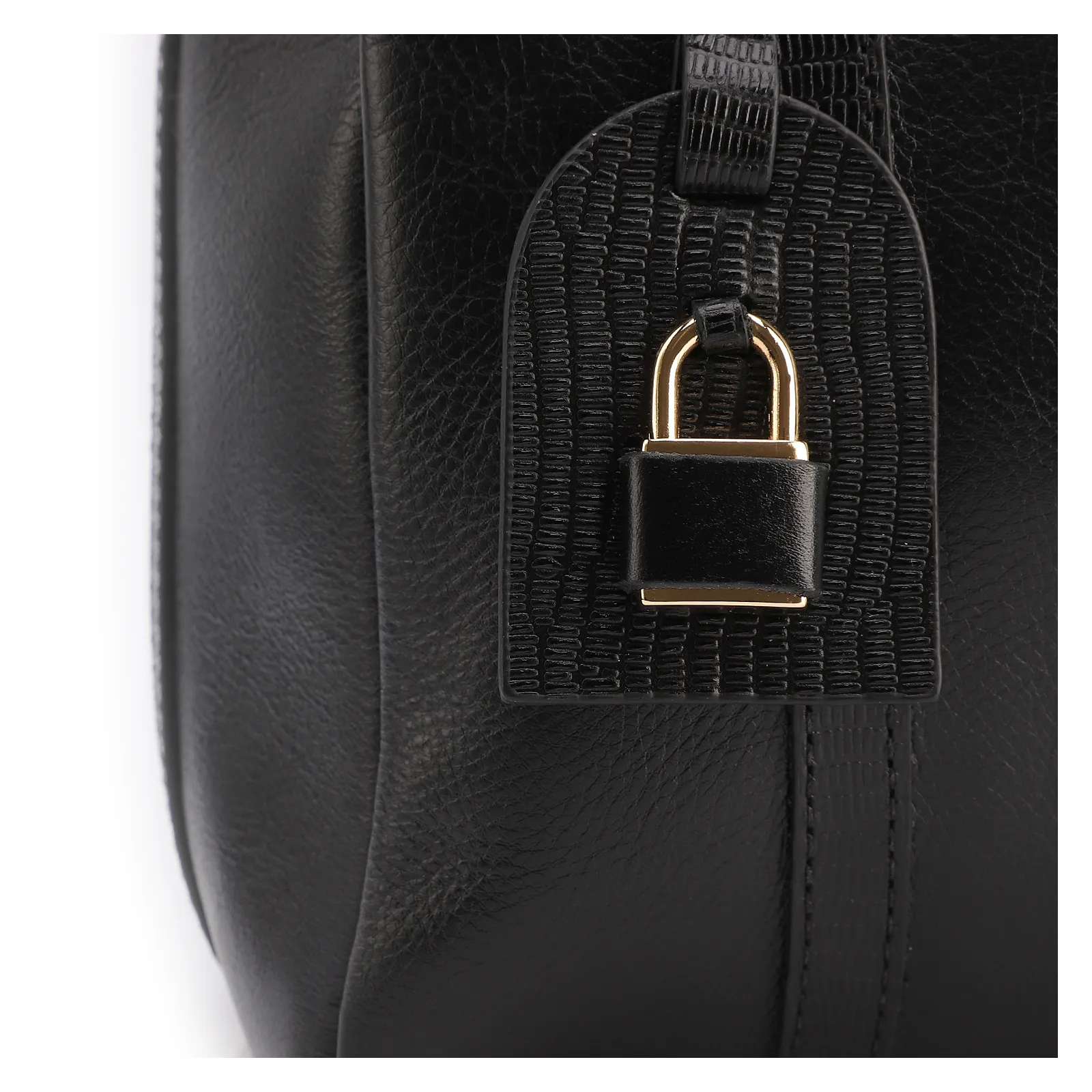 Bolsa Tote Grande Couro Preta Alça New Lezard