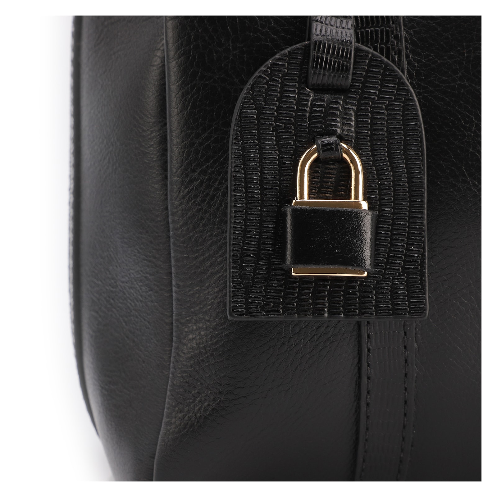 Bolsa Tote Grande Couro Preta Alça New Lezard