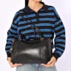 Bolsa Tote Grande Couro Preta Alça New Lezard - imagem 2