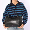 Bolsa Tote Grande Couro Preta Alça New Lezard - imagem 2