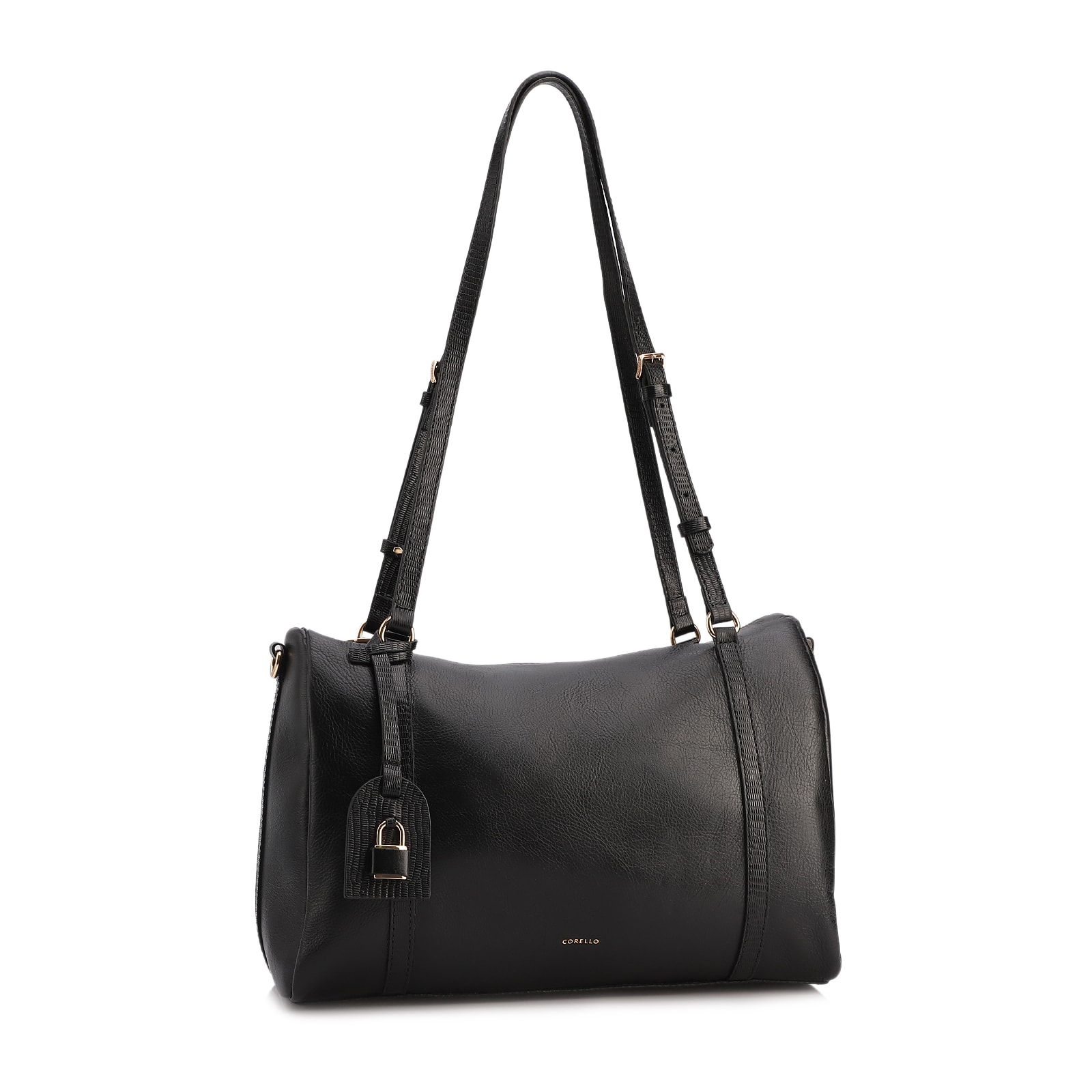 Bolsa Tote Grande Couro Preta Alça New Lezard