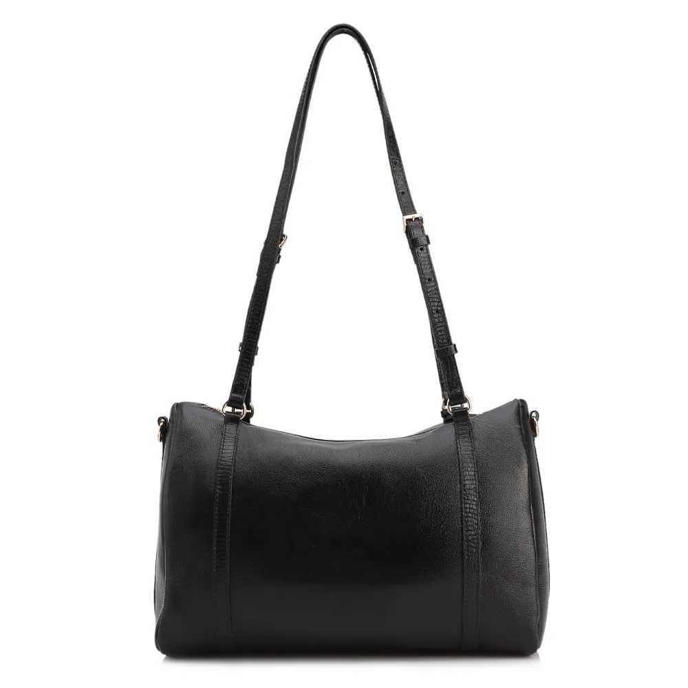 Bolsa Tote Grande Couro Preta Alça New Lezard - imagem 4