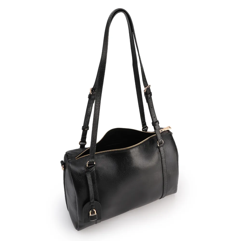 Bolsa Tote Grande Couro Preta Alça New Lezard - imagem 5