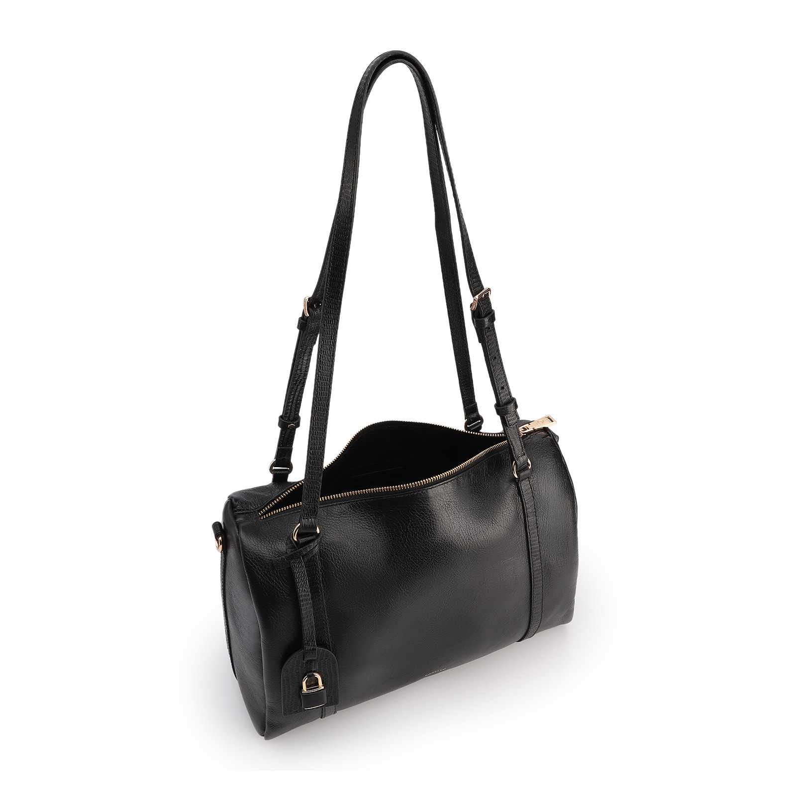 Bolsa Tote Grande Couro Preta Alça New Lezard