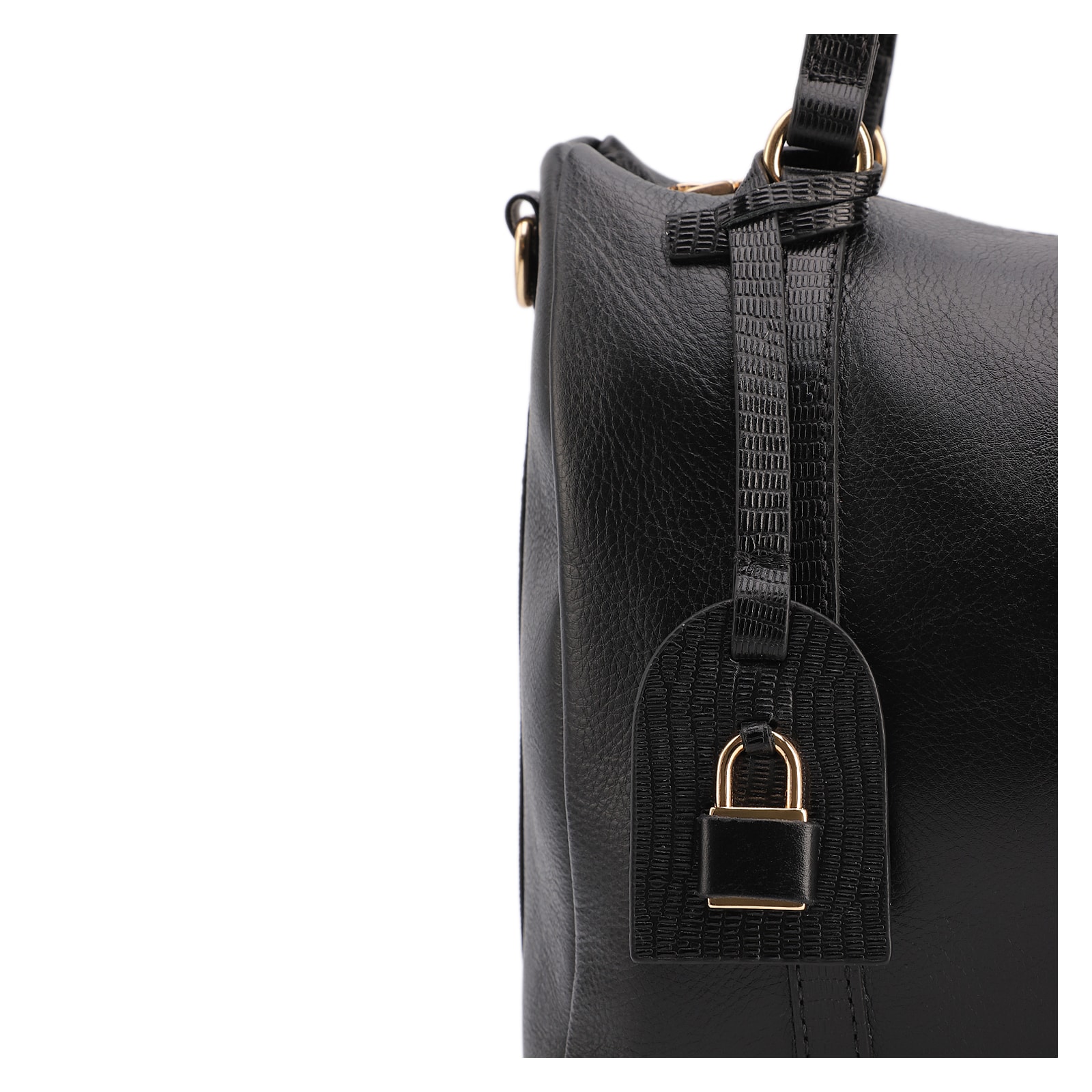Bolsa Tote Grande Couro Preta Alça New Lezard