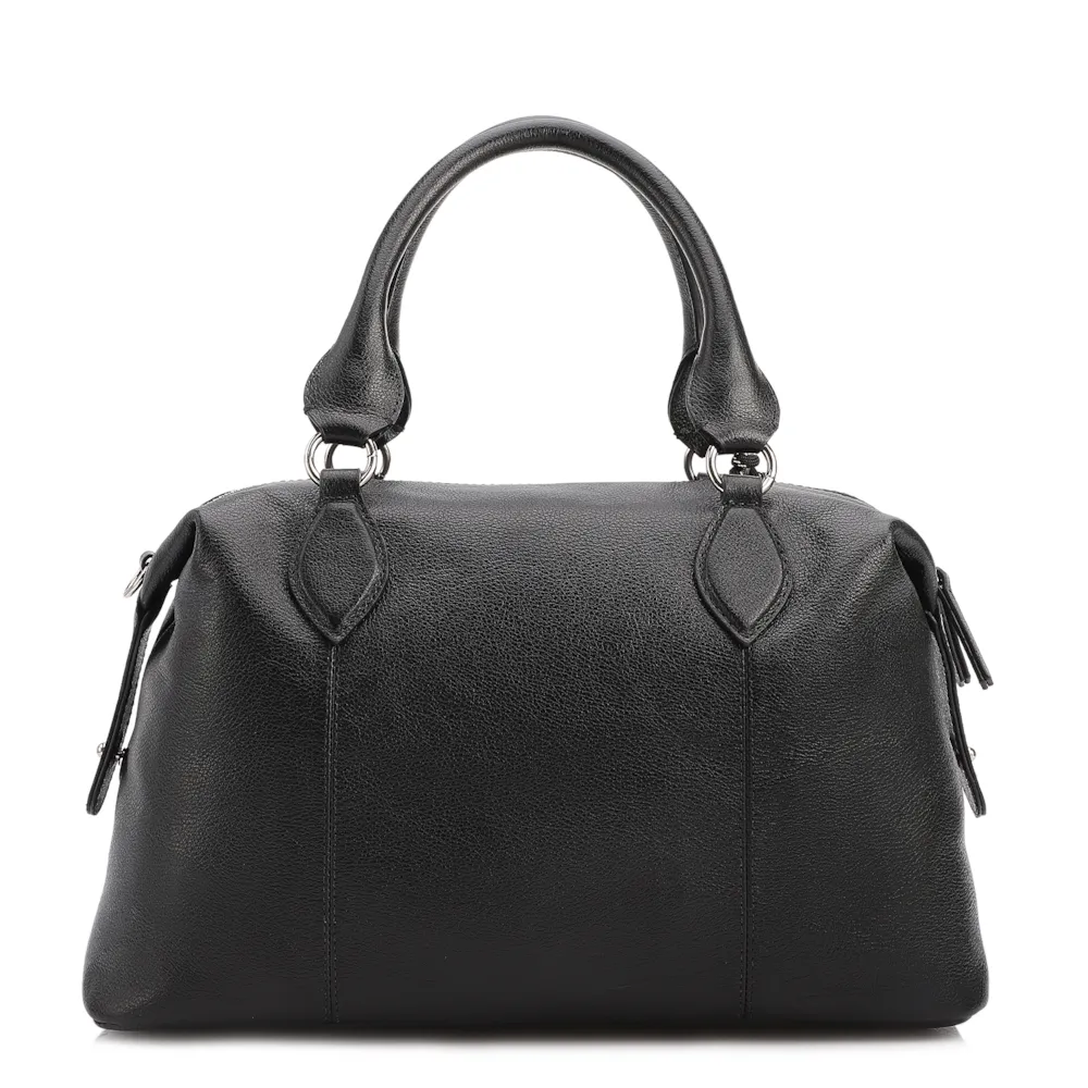 Bolsa Tote Grande Couro Preta Compartimentos - imagem 4