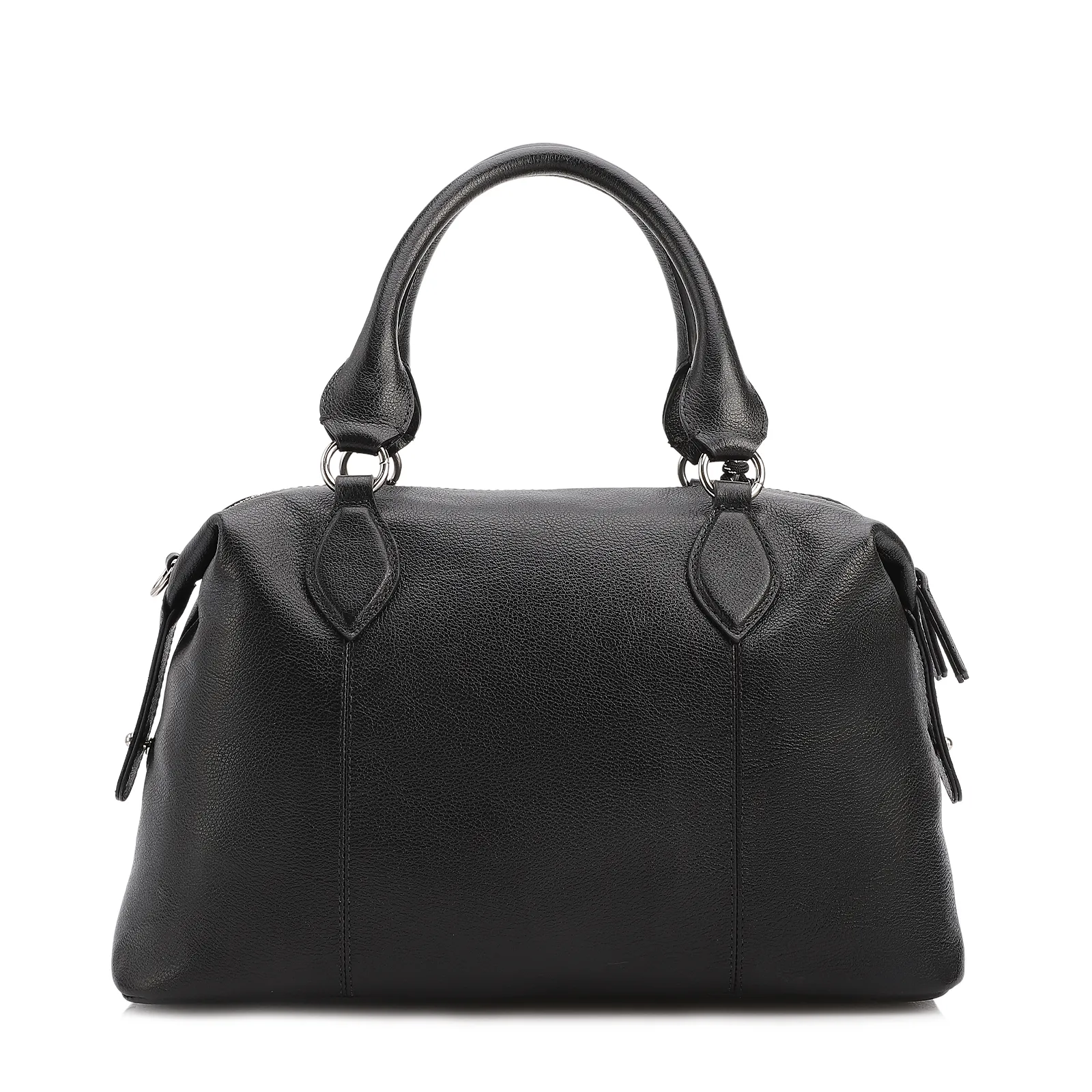 Bolsa Tote Grande Couro Preta Compartimentos