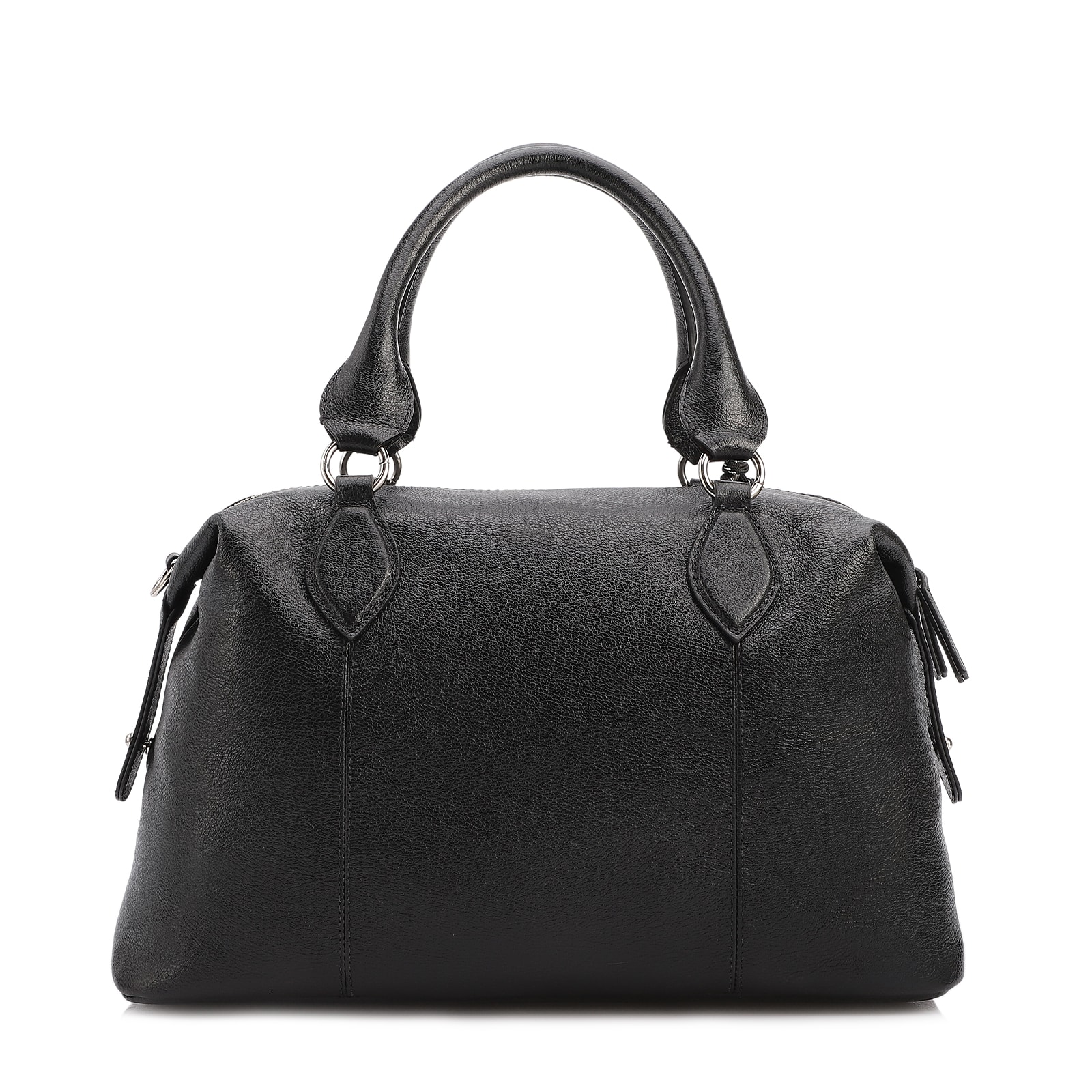 Bolsa Tote Grande Couro Preta Compartimentos