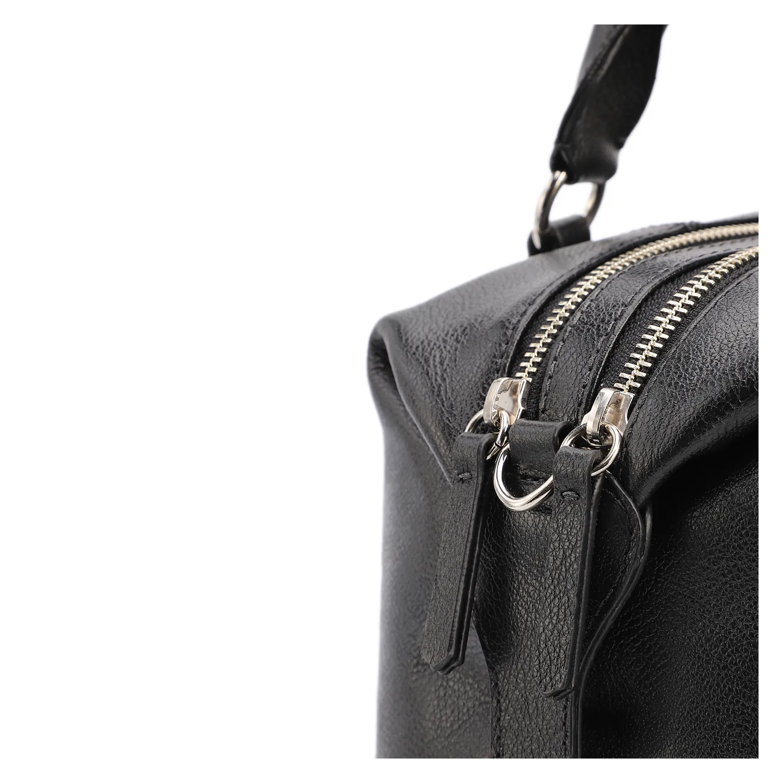 Bolsa Tote Grande Couro Preta Compartimentos