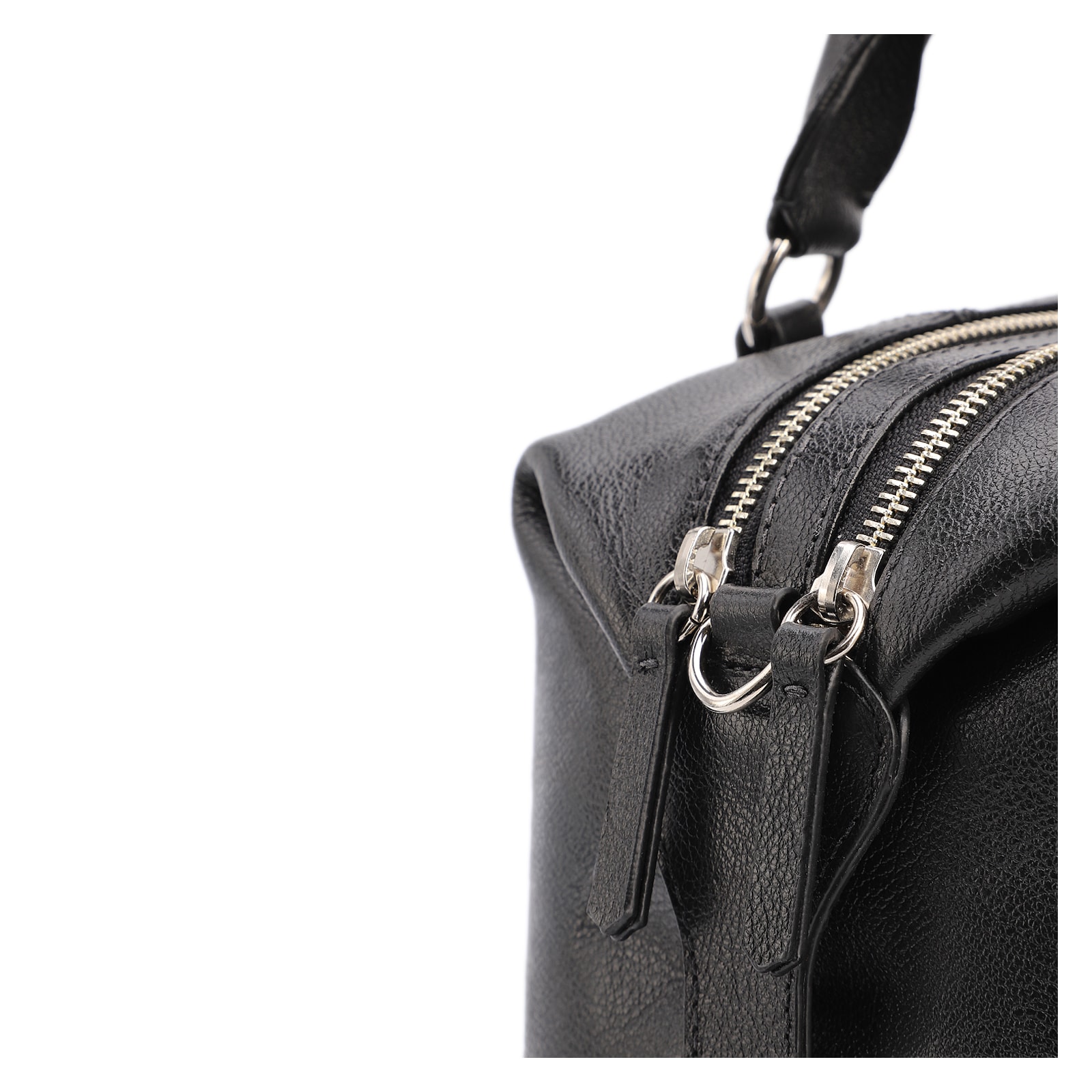 Bolsa Tote Grande Couro Preta Compartimentos