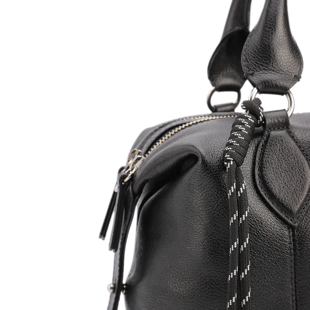 Bolsa Tote Grande Couro Preta Compartimentos - imagem 7
