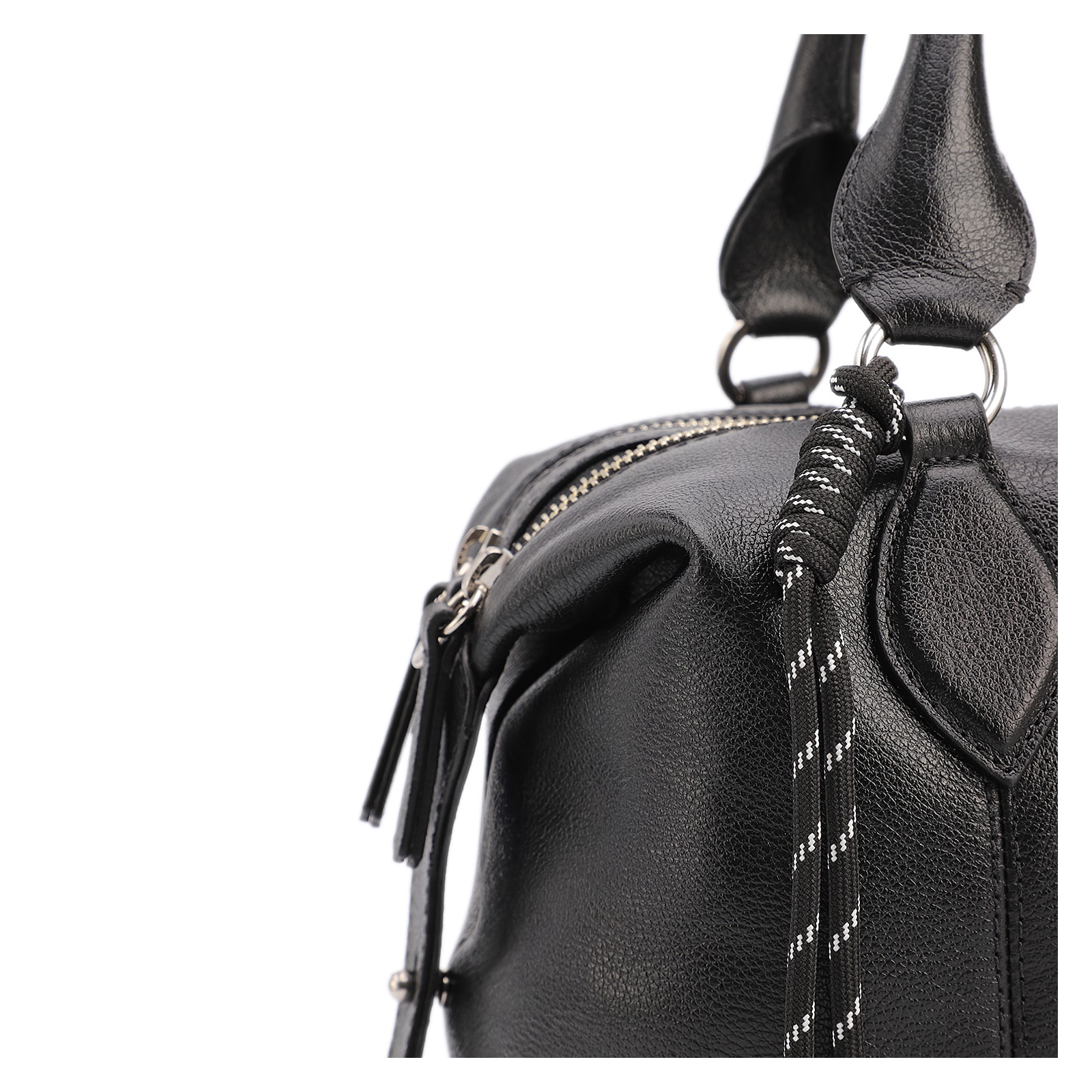 Bolsa Tote Grande Couro Preta Compartimentos